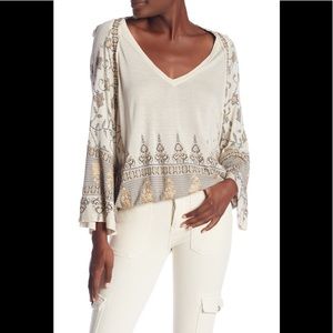 Free People Women's Medallion Printed V-Neck Top